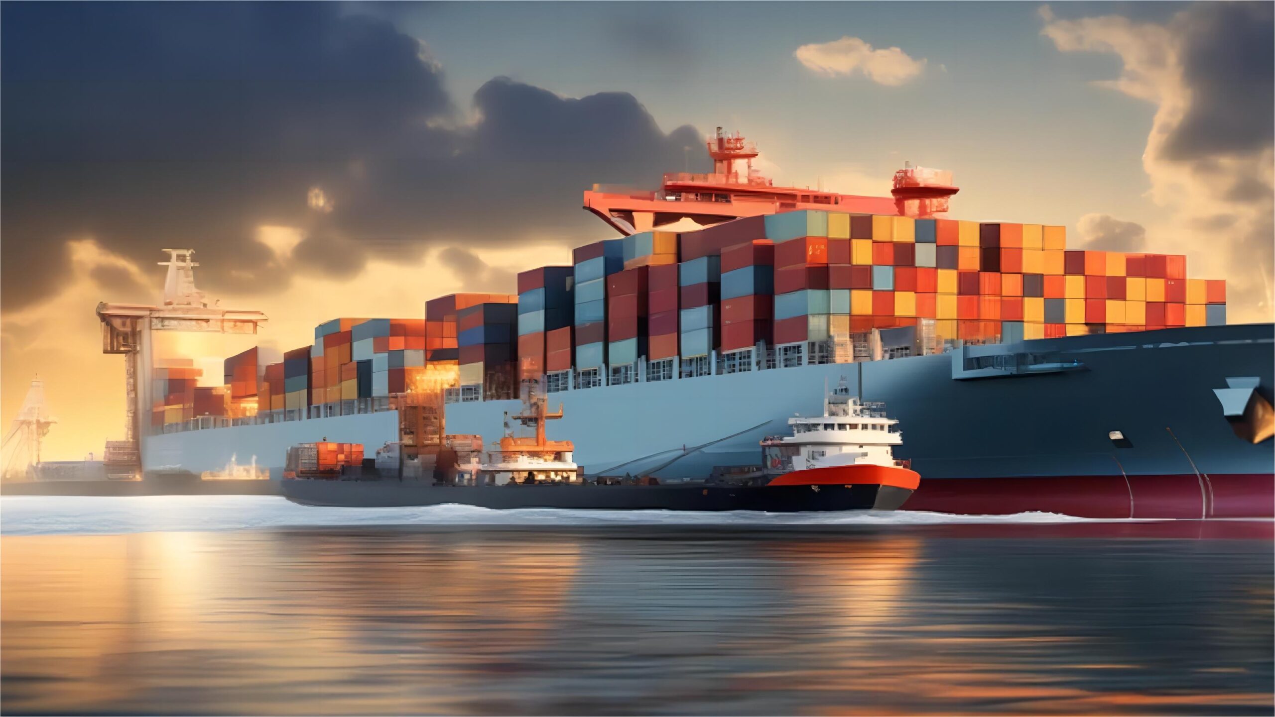 Singapore port terminal with shipping containers