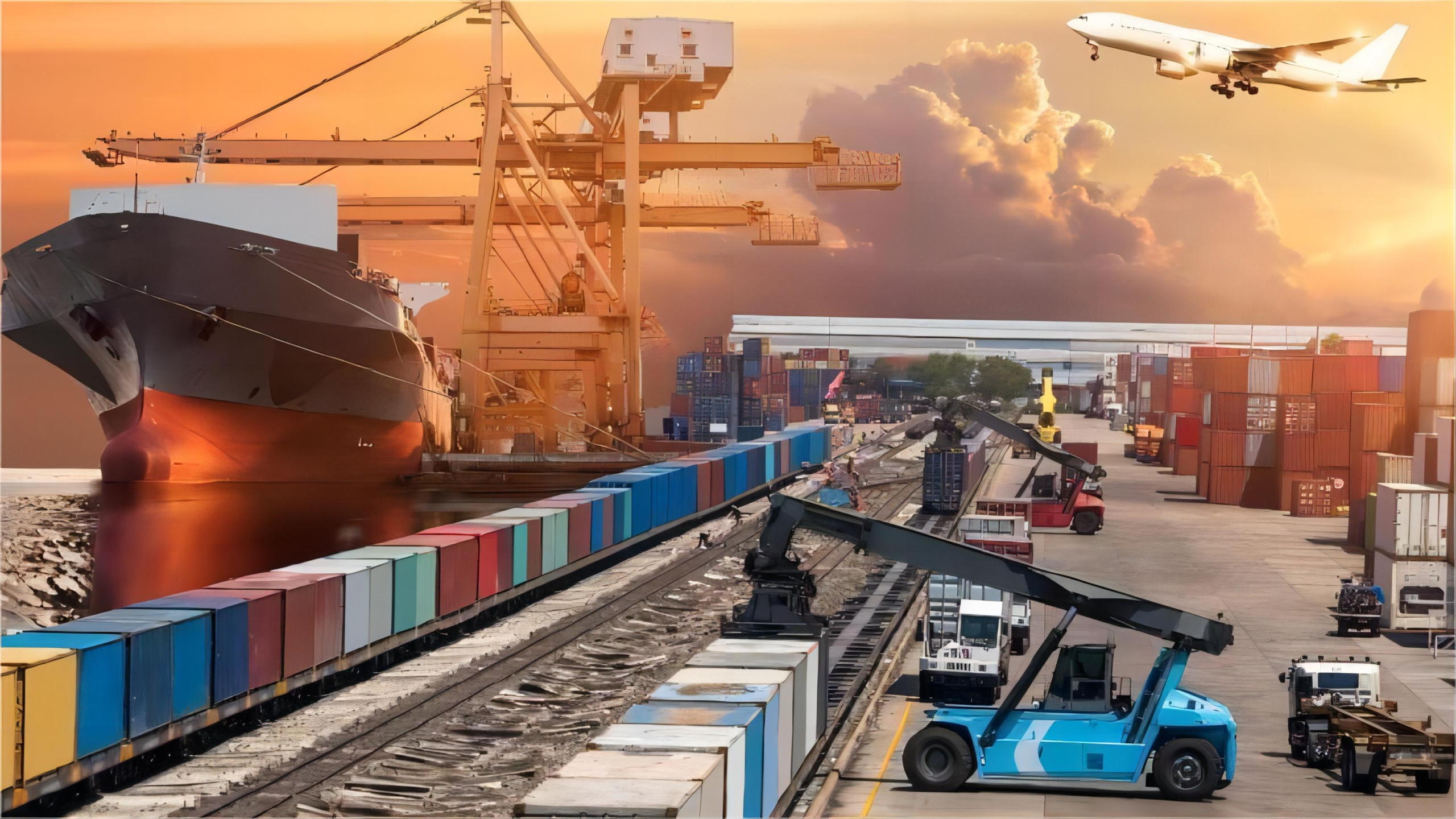 Cargo ship at terminal representing customs clearance China with tracking