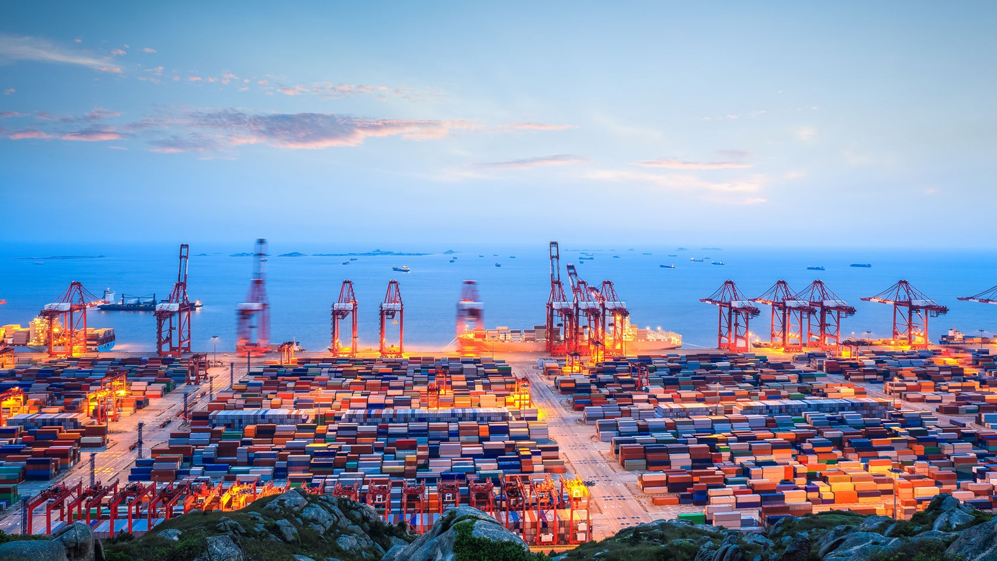 Cargo ship transporting goods from China to Australia