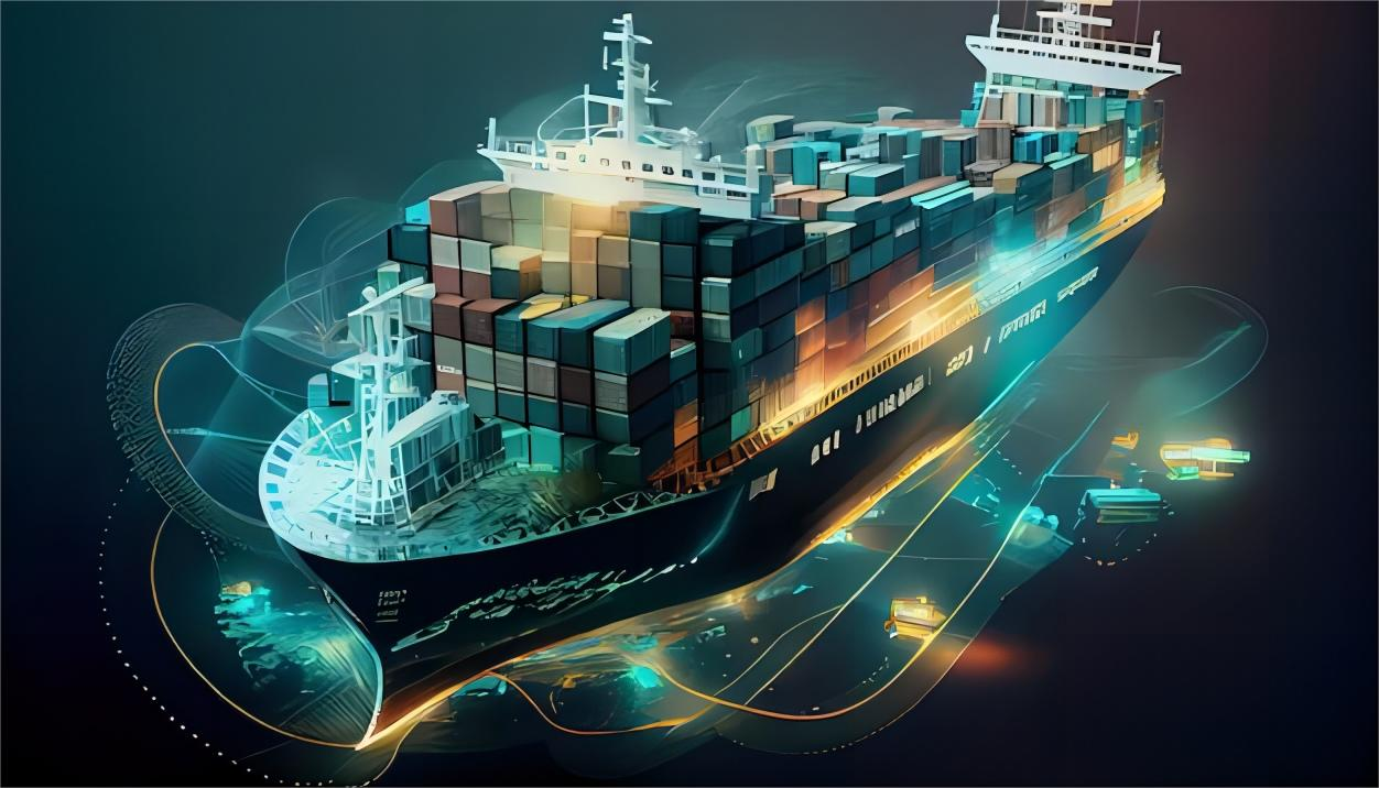Cargo ships loading containers at a busy Chinese port