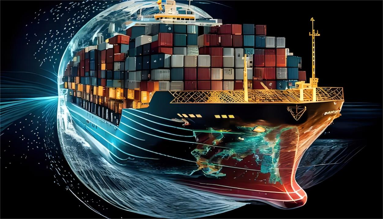 Cargo ships loading at a busy Chinese port for international export