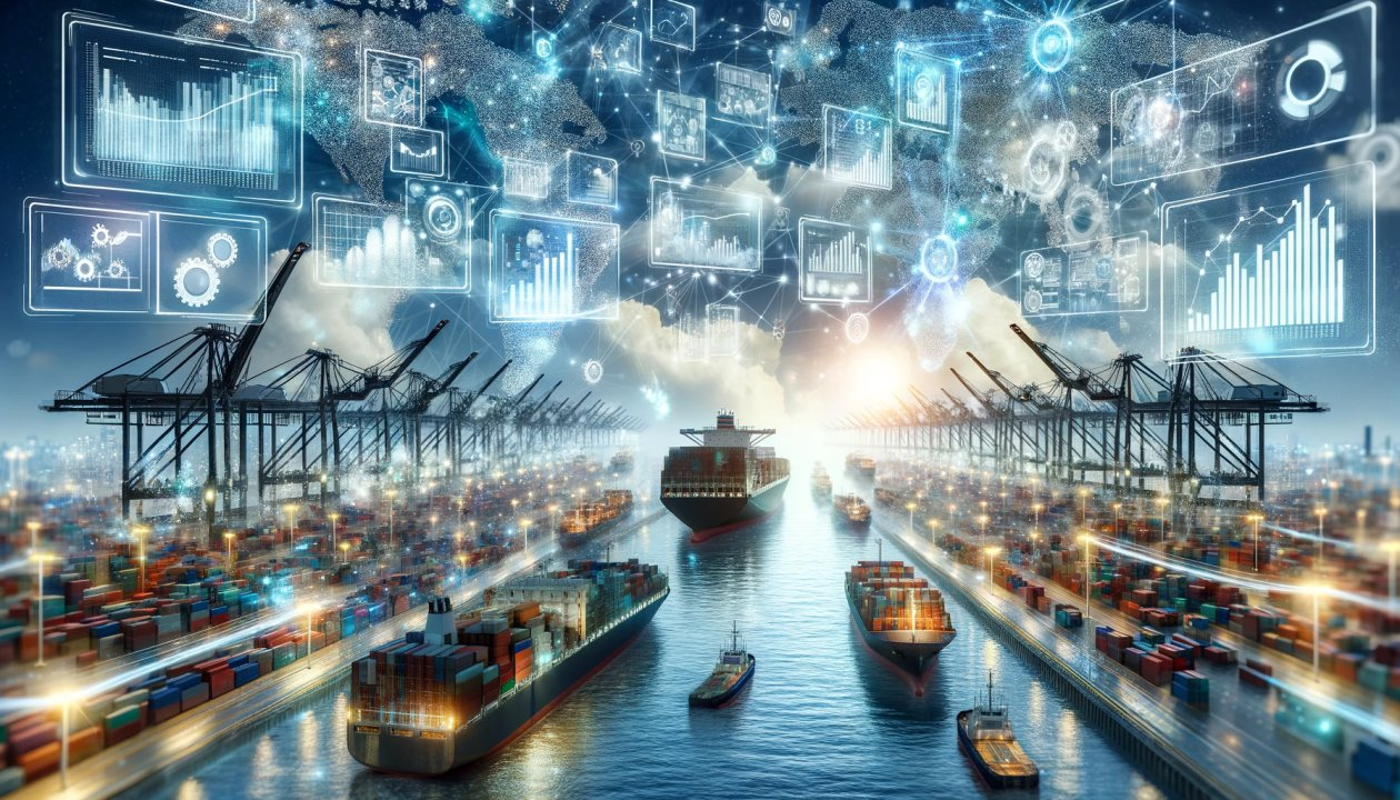 Cargo ship container terminal